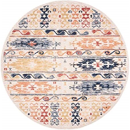 Safavieh 6 ft. 7 in. x 6 ft. 7 in. Charleston Bohemian Round Area Rug; Ivory & Rust CHL421A-7R